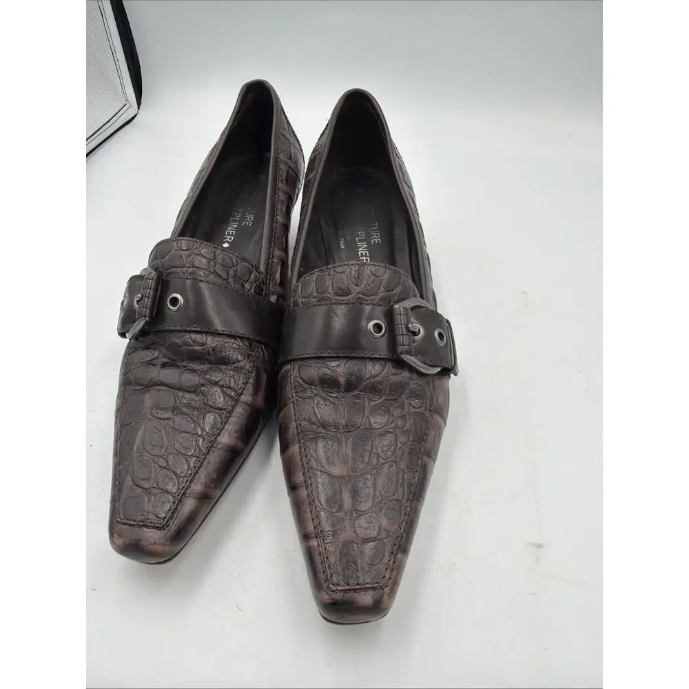 Donald Pliner Red Gator Leather Brown Shoe Heel 10 M